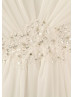 Ivory Chiffon Beaded V Neck Boho Beach Wedding Dress